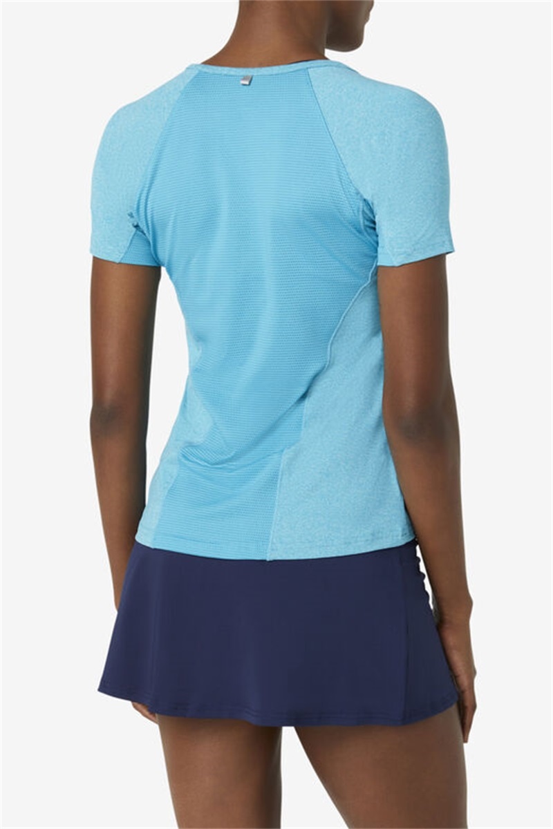 Turquoise Women's Fila Pickleball Short Sleeve Tops | Saudi Arabia-078914