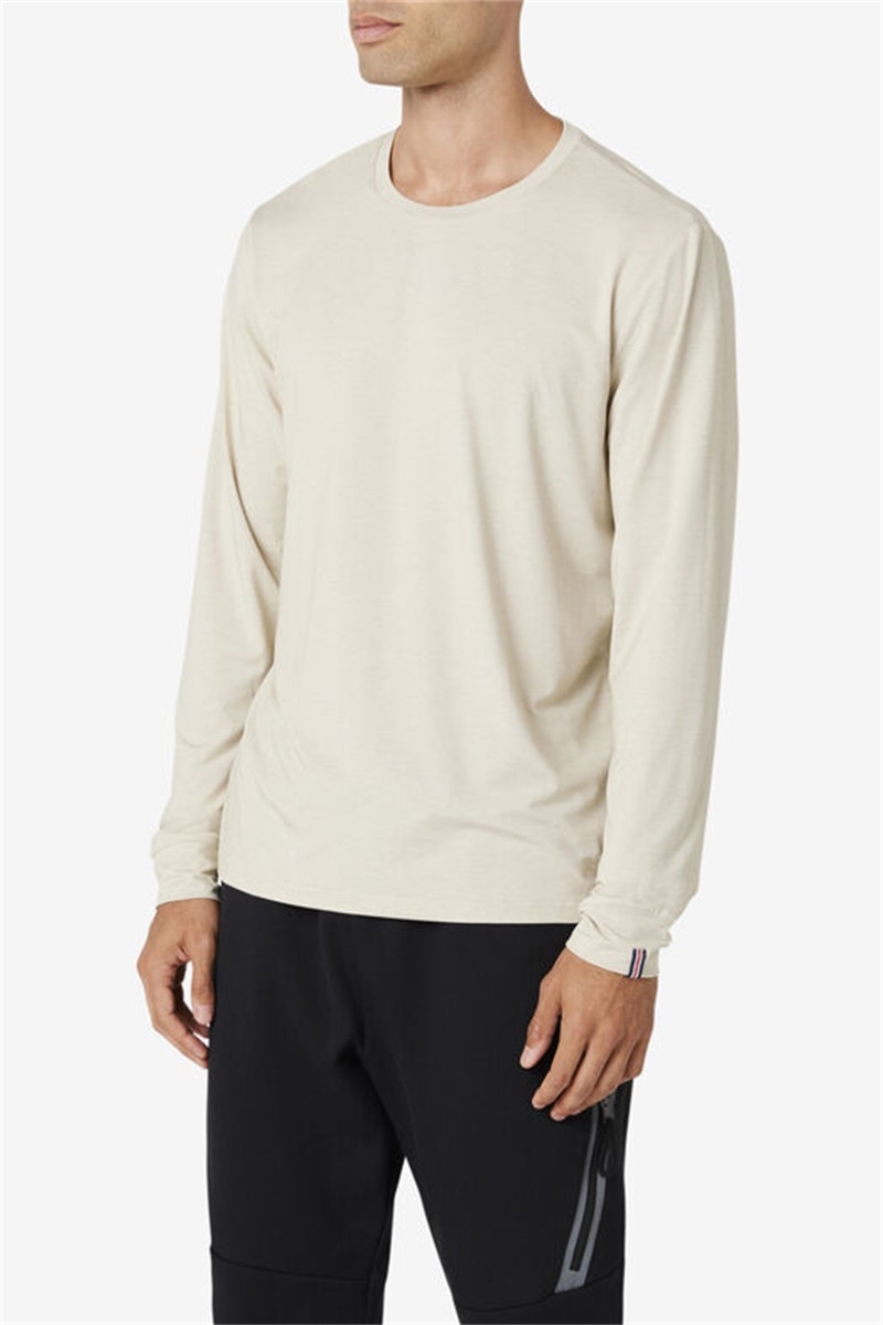 White Men's Fila Commuter Long Sleeve Tee | Saudi Arabia-208379