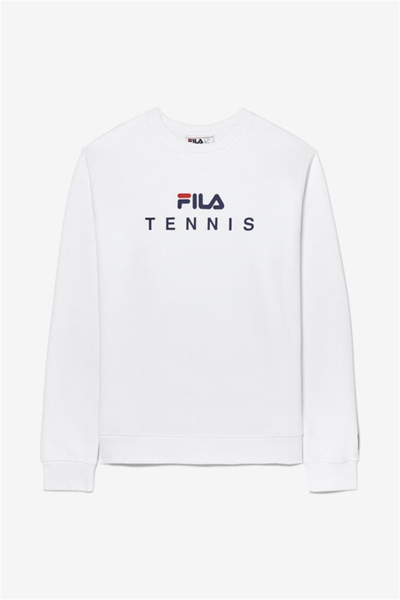 White Men\'s Fila Crewneck Sweatshirts | Saudi Arabia-924530