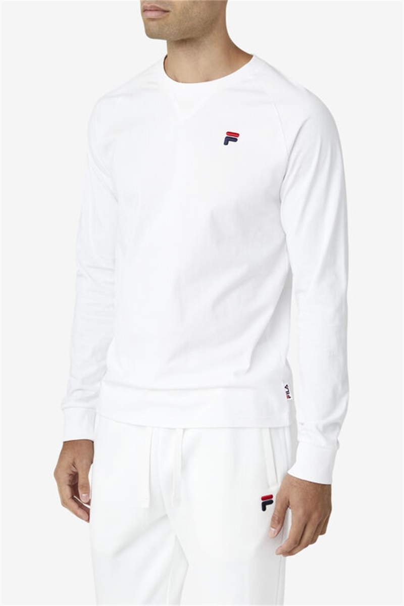 White Men's Fila Flynn Long Sleeve Tee | Saudi Arabia-406218