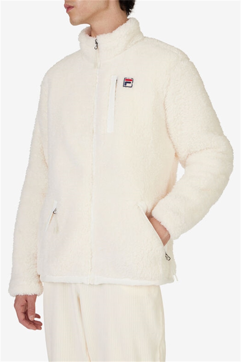 White Men's Fila Premium Sherpa Jackets | Saudi Arabia-132589