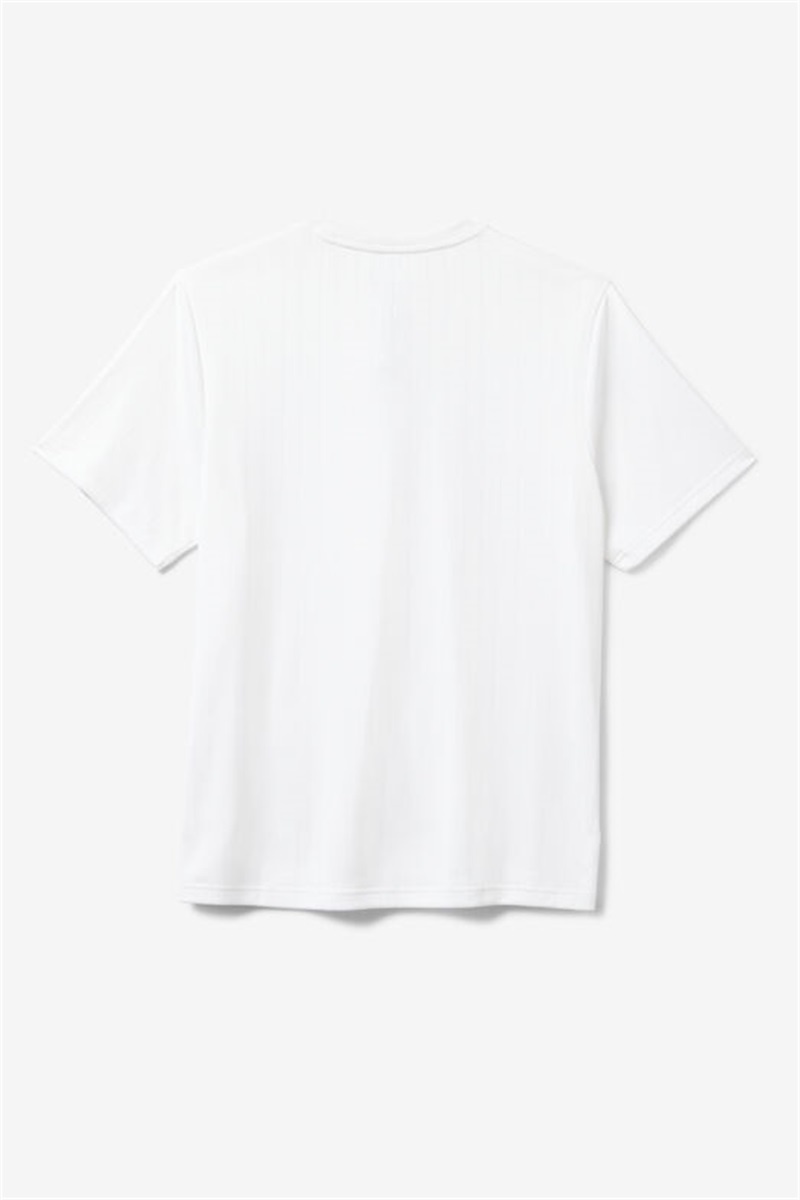 White Men's Fila White Line V-Notch Crew Shirts | Saudi Arabia-769053