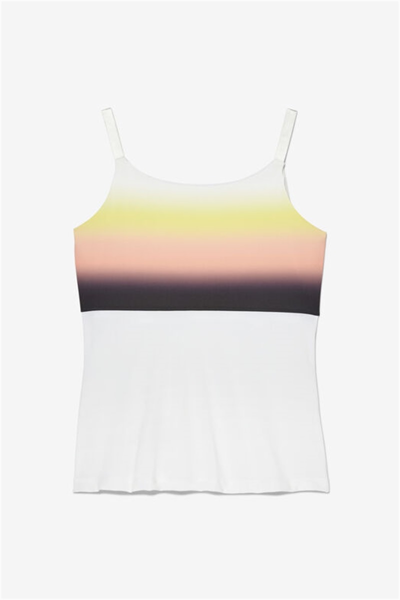 White Women's Fila Backspin Cami Tank Top | Saudi Arabia-719648