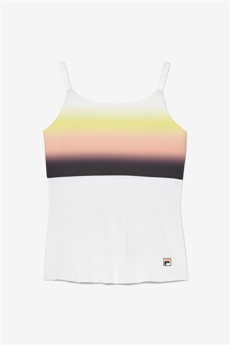 White Women\'s Fila Backspin Cami Tank Top | Saudi Arabia-719648