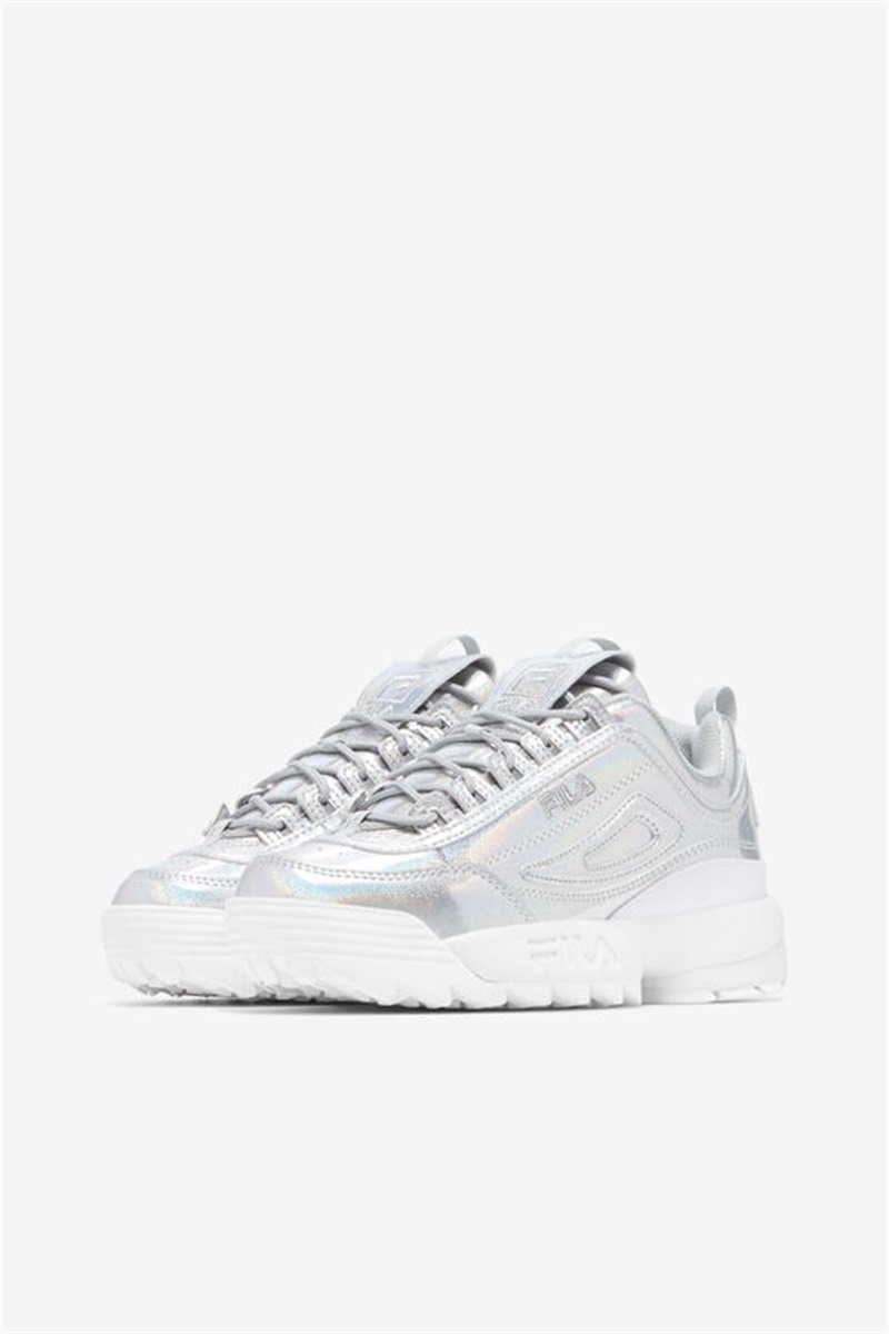 White Women's Fila Disruptor 2 Premium Iridescent Sneakers | Saudi Arabia-260951