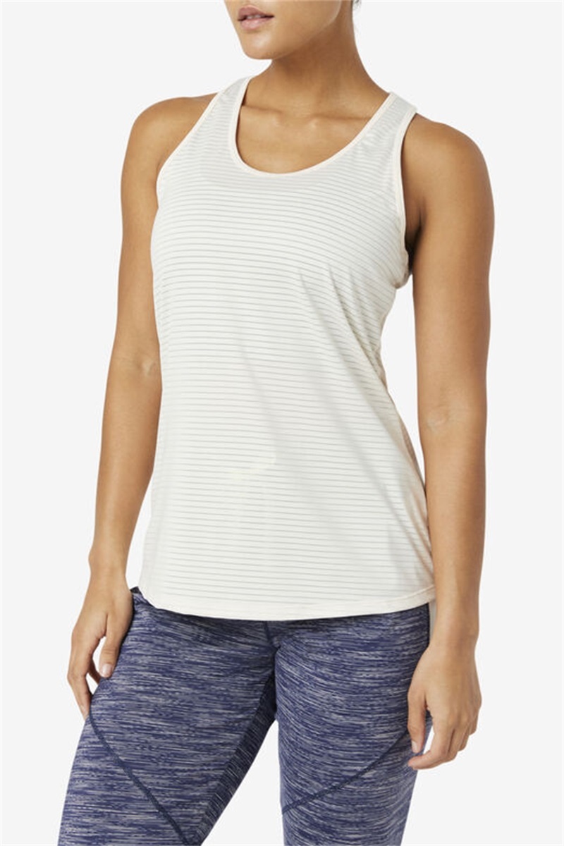 White Women's Fila Essentials Racerback Tanks | Saudi Arabia-215937