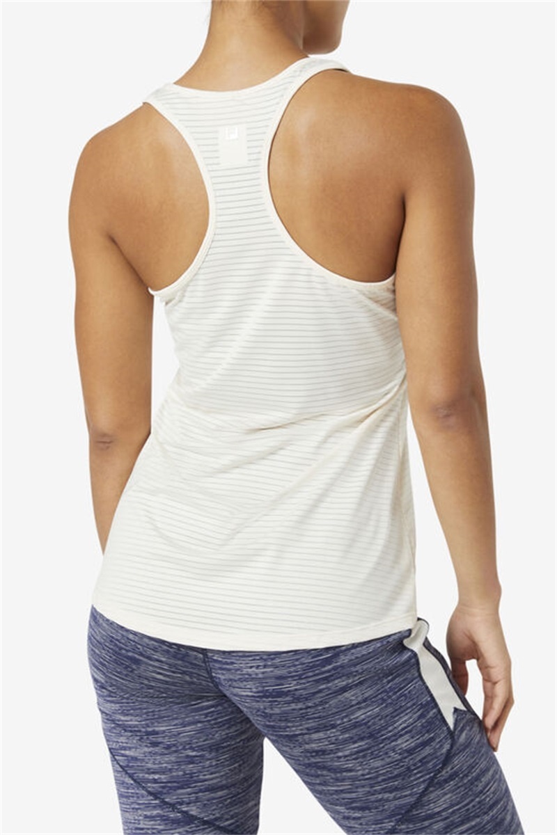 White Women's Fila Essentials Racerback Tanks | Saudi Arabia-215937