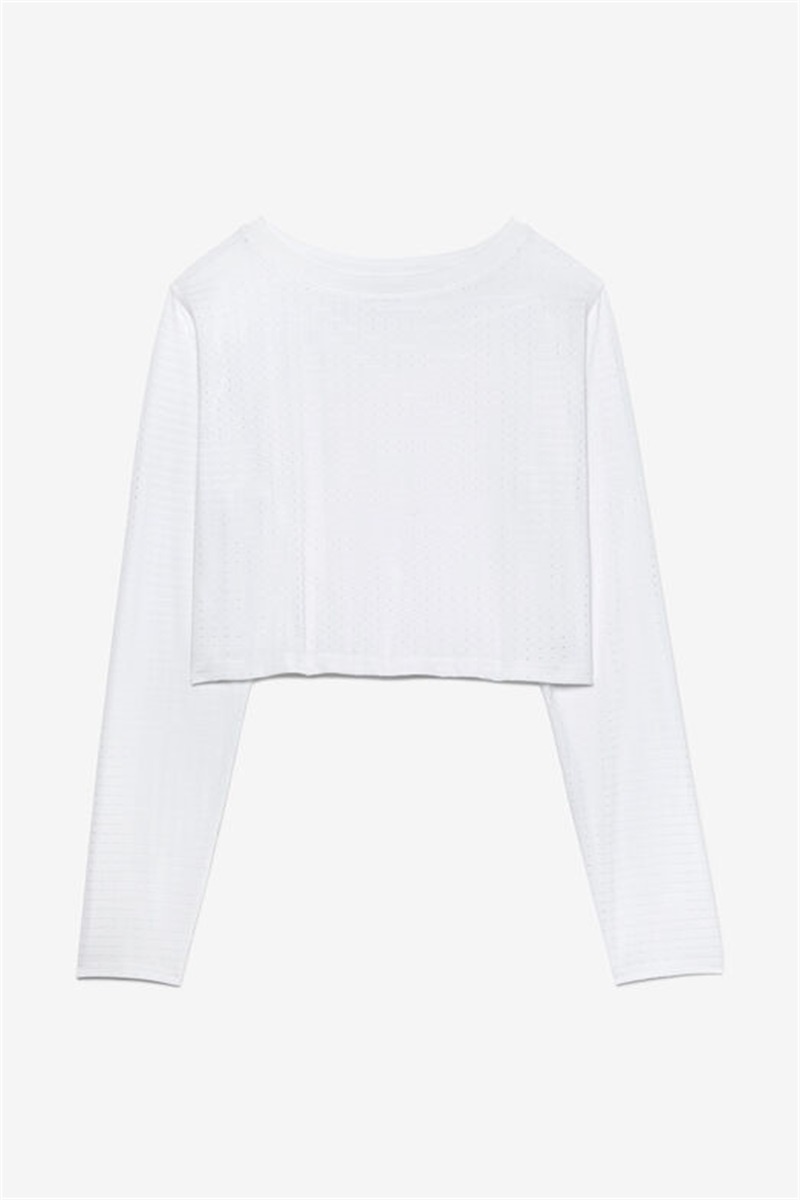 White Women\'s Fila Fi-Lux Vented Crop Tops | Saudi Arabia-487095