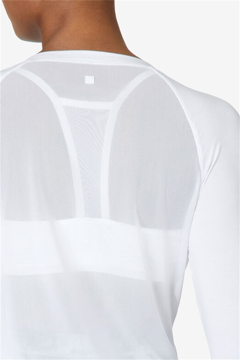 White Women's Fila Fi-Lux Vls Henley Tops | Saudi Arabia-762531