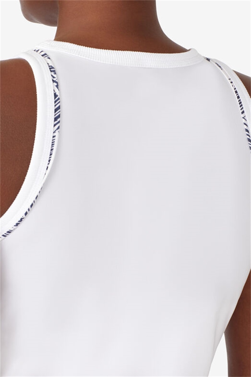 White Women's Fila Foul Line High Neck Tanks | Saudi Arabia-076483