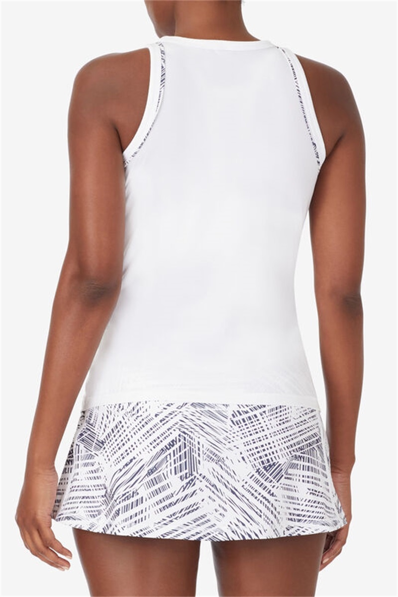 White Women's Fila Foul Line High Neck Tanks | Saudi Arabia-076483