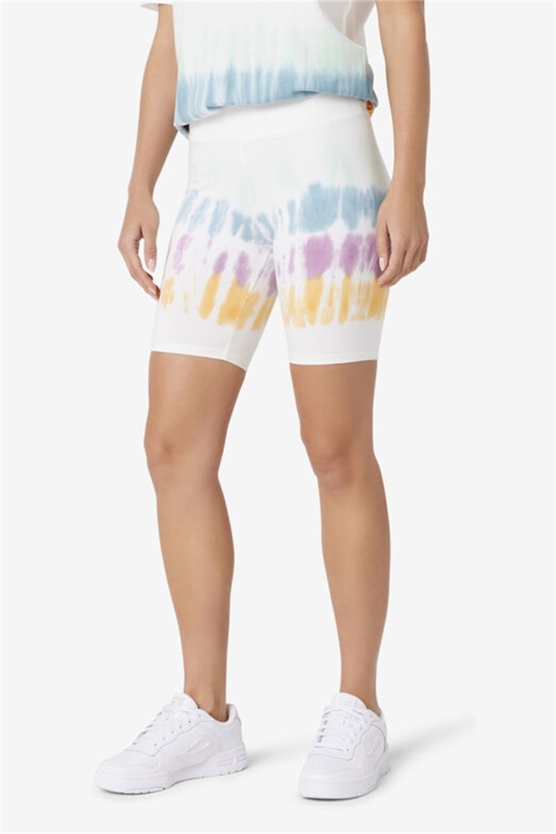 White Women's Fila Taima Tie Dye Bike Shorts | Saudi Arabia-560897