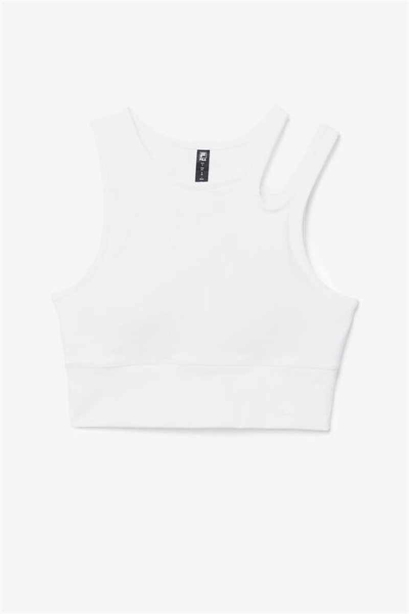 White Women\'s Fila Uplift Slice Crop Top Bras | Saudi Arabia-167524