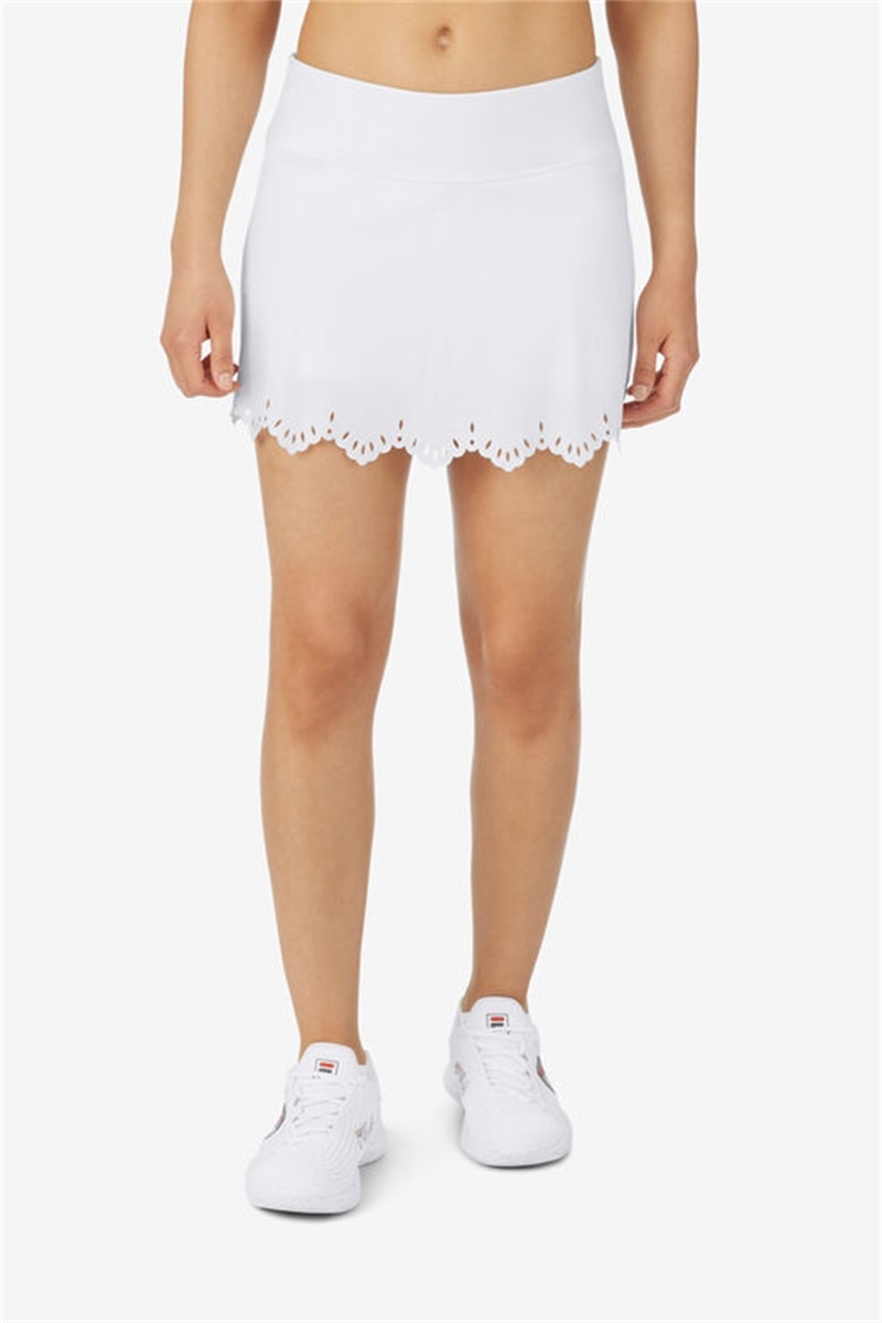 White Women's Fila Whiteline Lasercut Skirts | Saudi Arabia-840392