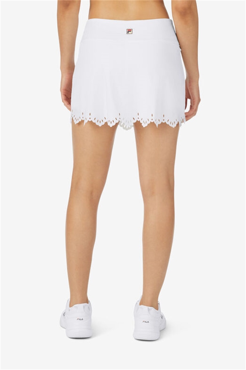 White Women's Fila Whiteline Lasercut Skirts | Saudi Arabia-840392