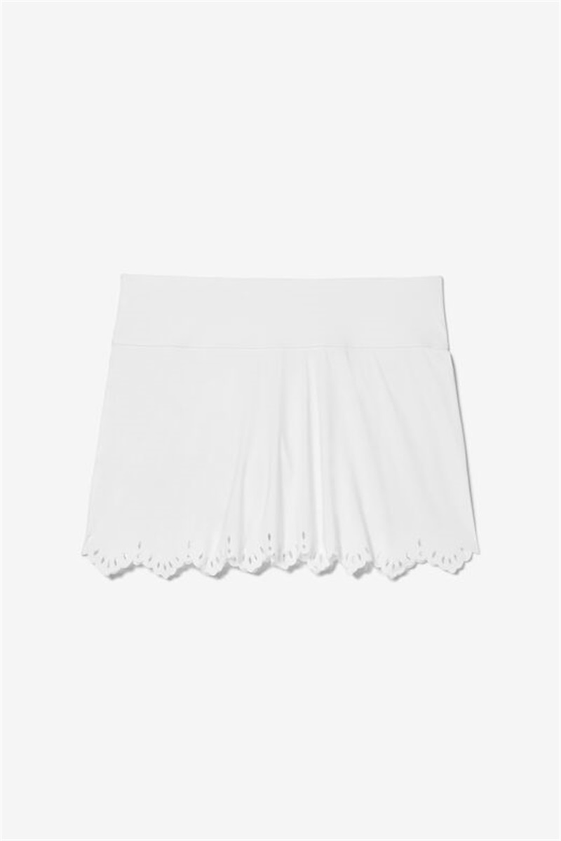 White Women\'s Fila Whiteline Lasercut Skirts | Saudi Arabia-840392