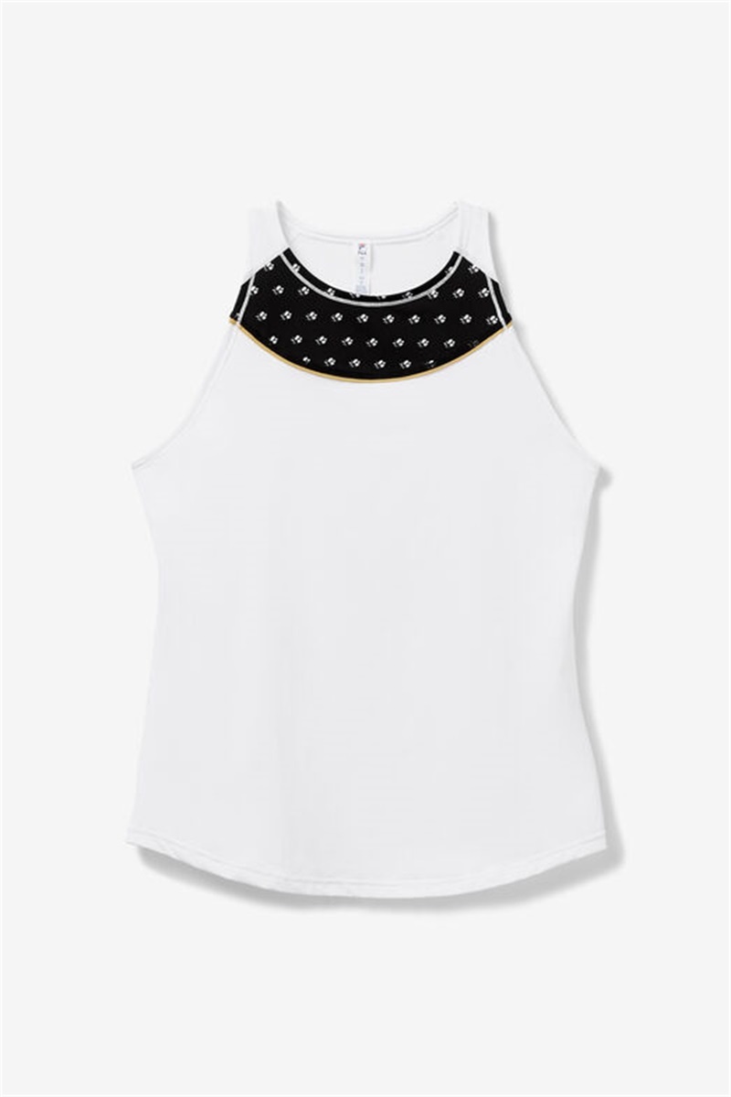 White / Black Women\'s Fila Wild Card Full Coverage Tanks | Saudi Arabia-903561