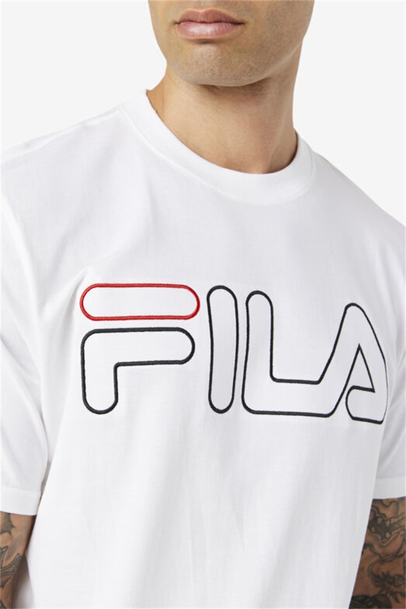 White / Black / Red Men's Fila Borough Tee | Saudi Arabia-832610