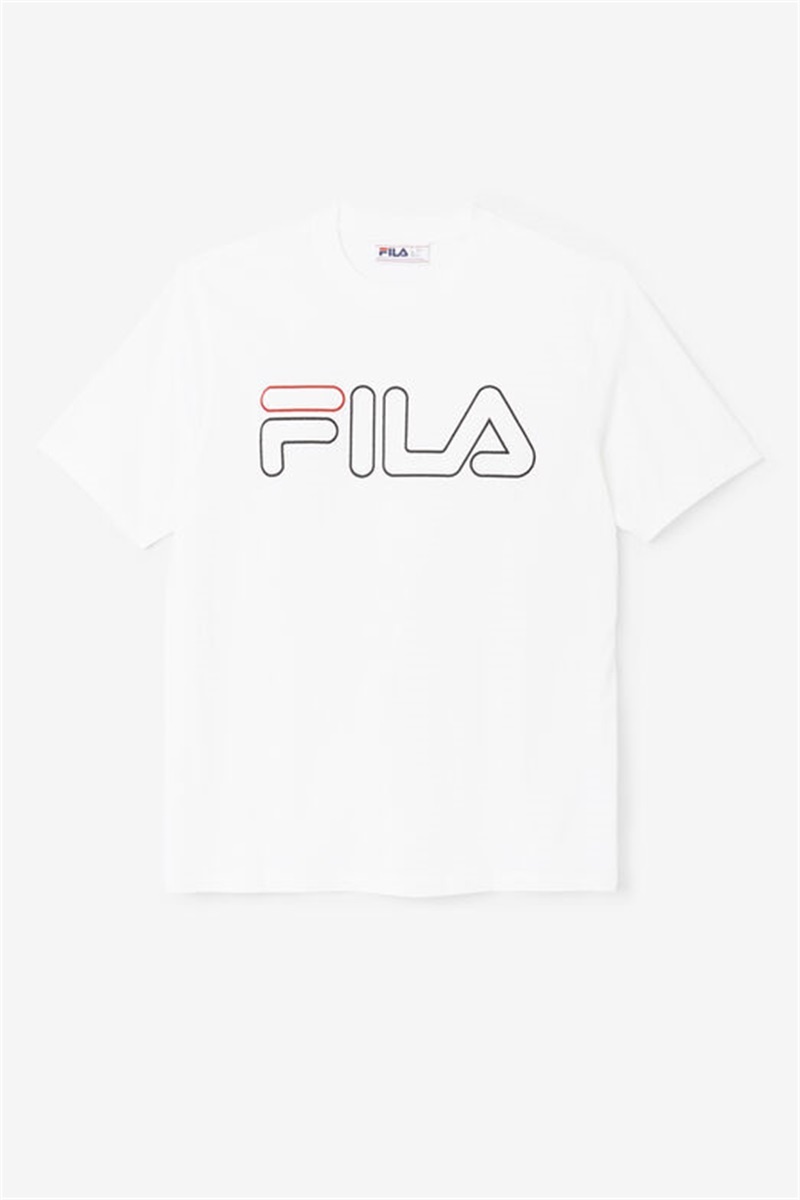 White / Black / Red Men\'s Fila Borough Tee | Saudi Arabia-832610