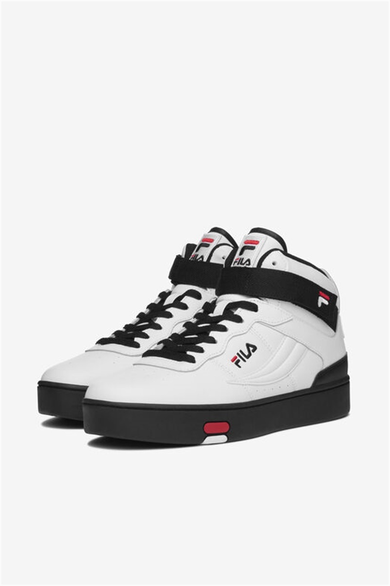 White / Black / Red Men's Fila V-10 Lux Sneakers | Saudi Arabia-823459