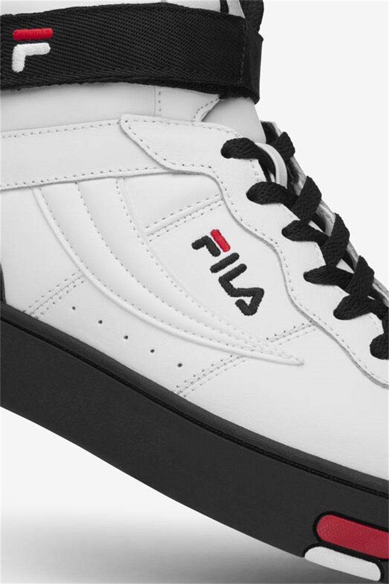 White / Black / Red Men's Fila V-10 Lux Sneakers | Saudi Arabia-823459