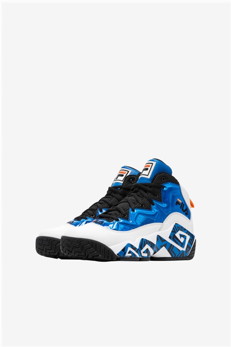 White / Blue / Orange Kids' Fila Mb Night Walk Shoes | Saudi Arabia-795408