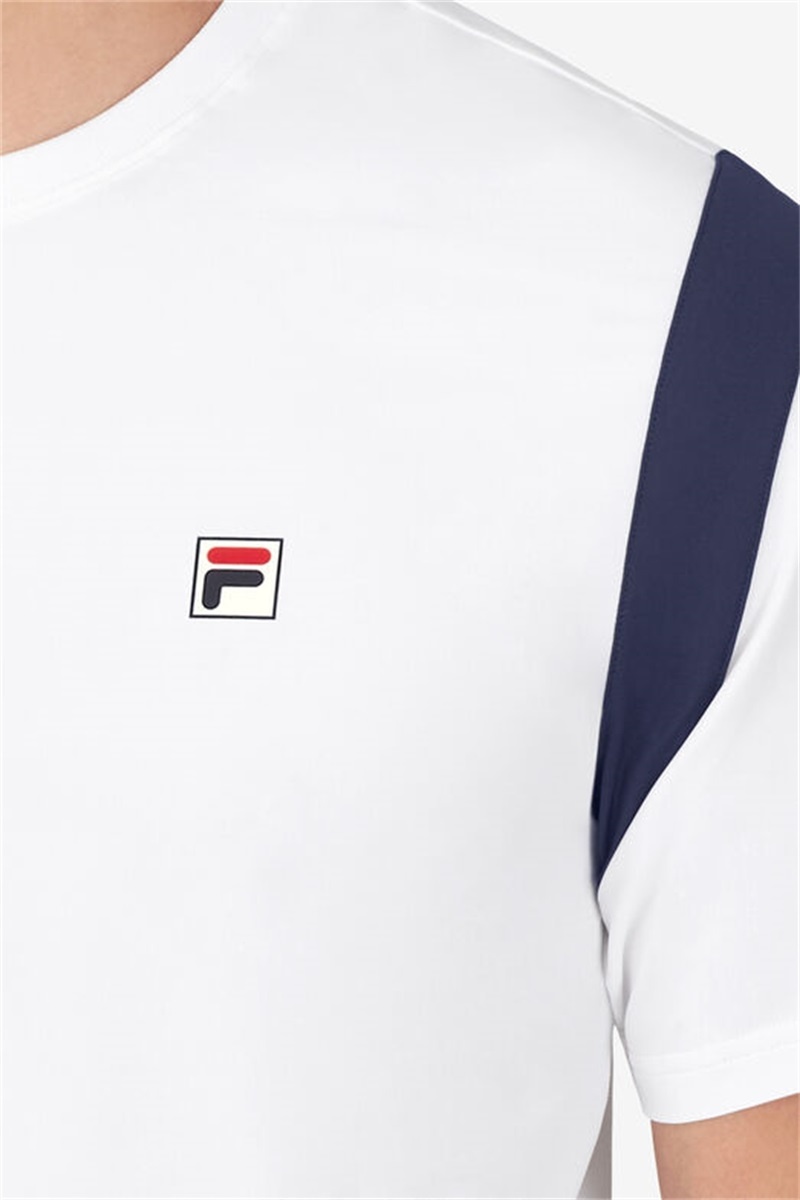 White / Navy / Blue Men's Fila Groundbreaker Short Sleeve Crew Shirts | Saudi Arabia-839742