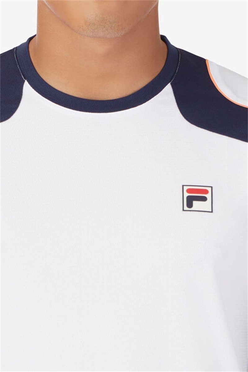 White / Navy / Blue Men's Fila Solar Power Long Sleeve Crew Shirts | Saudi Arabia-203641