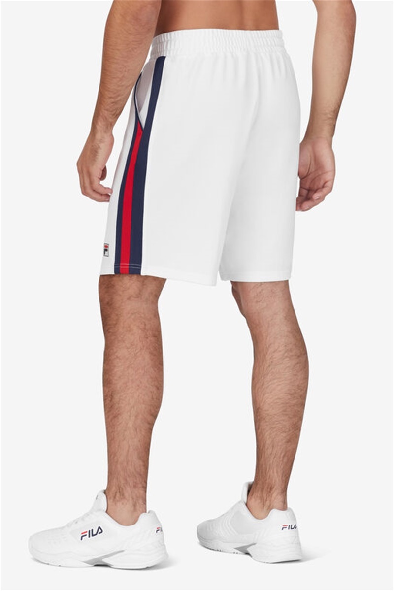 White / Navy / Red Men's Fila Essentials H Knit Shorts | Saudi Arabia-806927