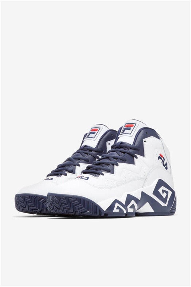 White / Navy / Red Men's Fila MB Sneakers | Saudi Arabia-567192