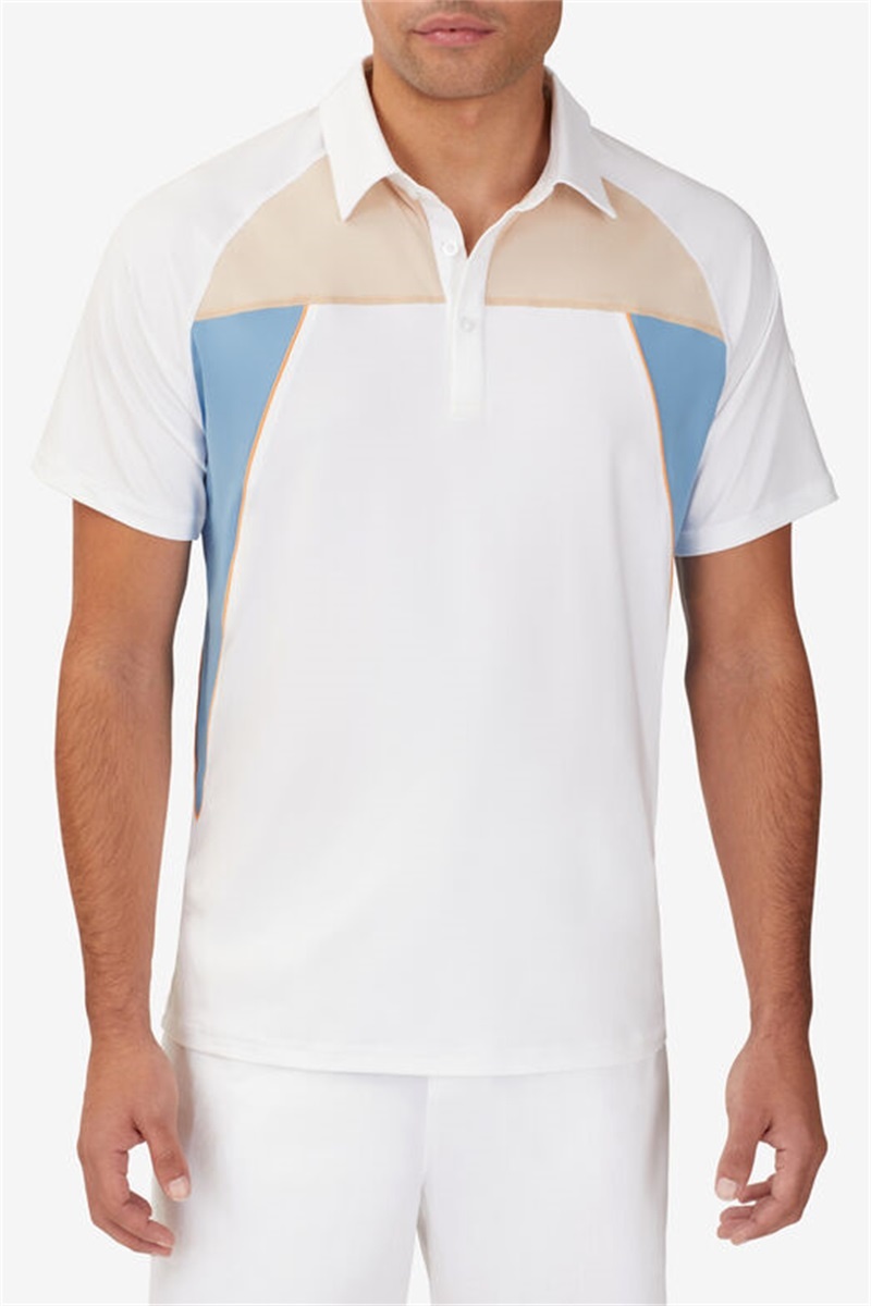 White / Orange Men's Fila Wild Card Short Sleeve Contrast Polo Shirts | Saudi Arabia-457092