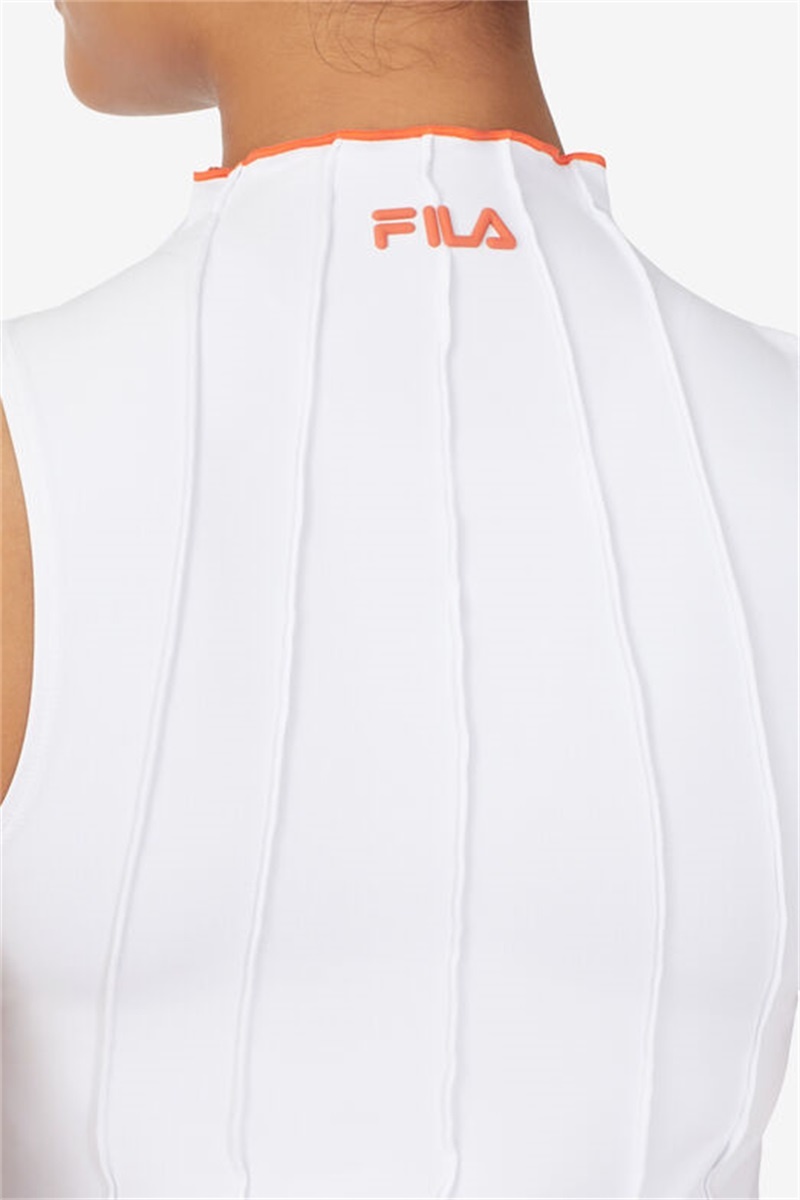 White / Orange Women's Fila Groundbreaker Full Coverage Tanks | Saudi Arabia-382604