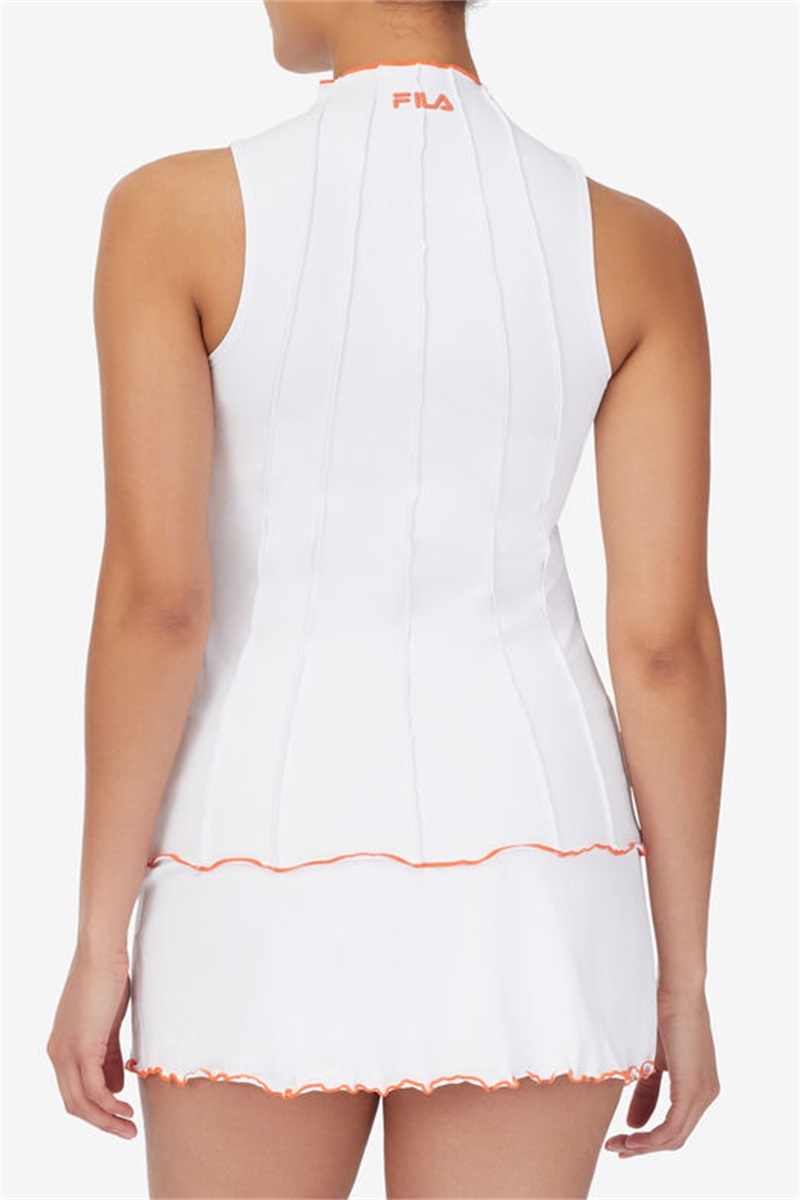 White / Orange Women's Fila Groundbreaker Full Coverage Tanks | Saudi Arabia-382604