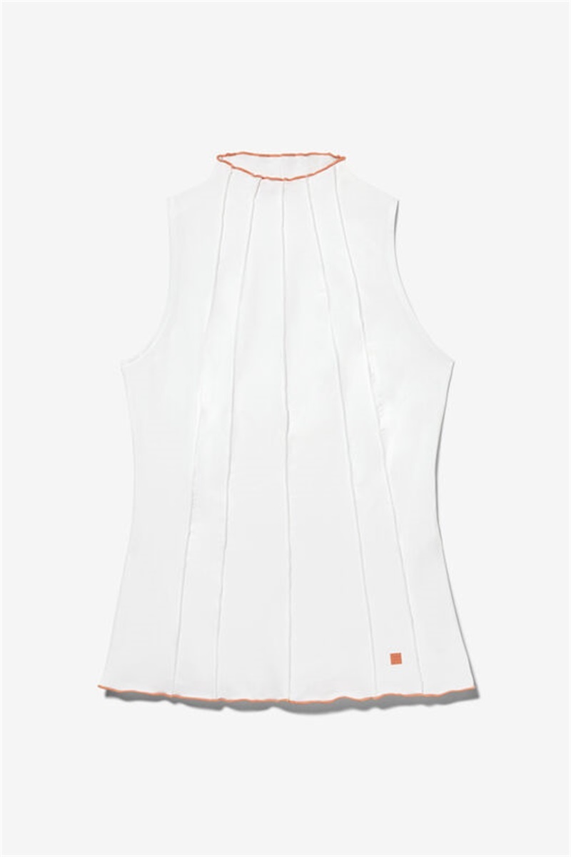 White / Orange Women\'s Fila Groundbreaker Full Coverage Tanks | Saudi Arabia-382604