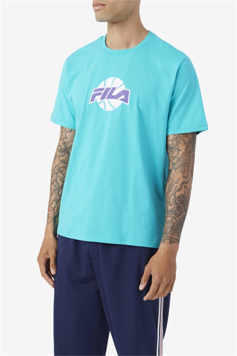 White / Purple Men's Fila Nomi Tee | Saudi Arabia-789650