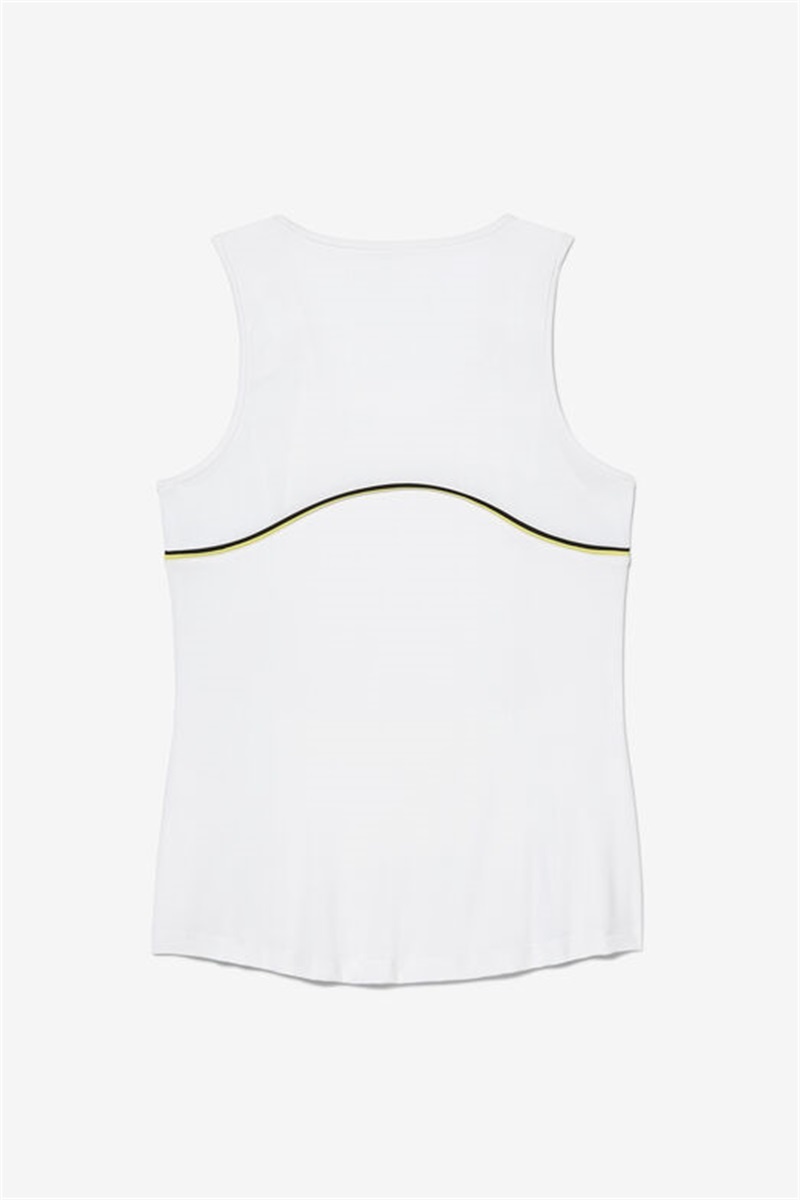 White / Yellow / Black Women's Fila Backspin Full Coverage Tanks | Saudi Arabia-526374