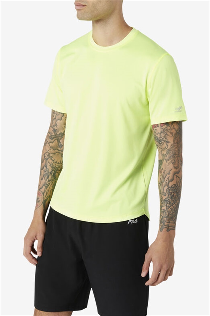 Yellow Men's Fila Pickleball Scallop Hem Crew Shirts | Saudi Arabia-650438