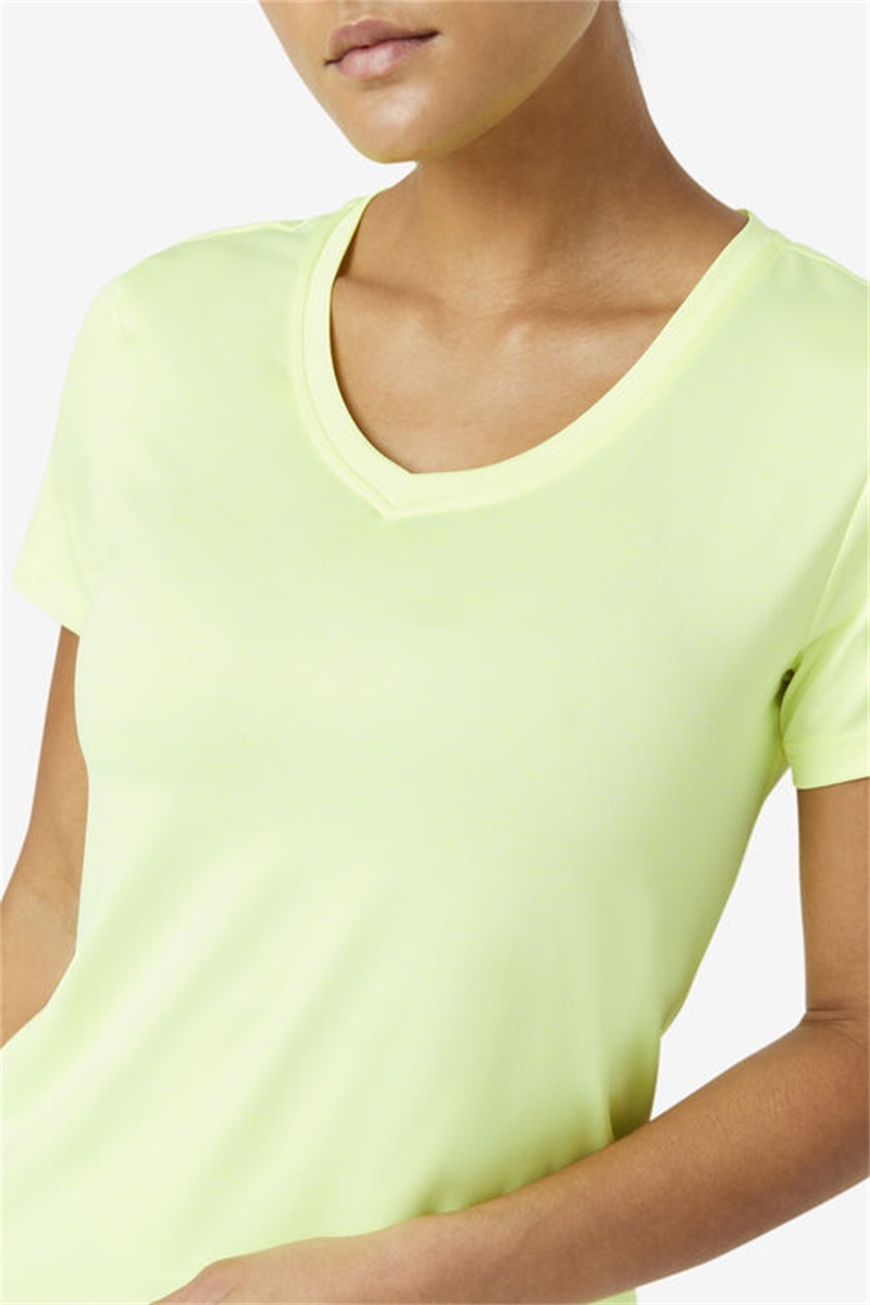 Yellow Women's Fila Pickleball Silky V-Neck Tops | Saudi Arabia-506284