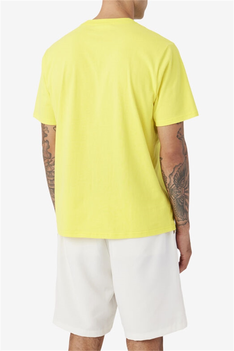 Yellow / Navy Men's Fila Saran Tee | Saudi Arabia-276534