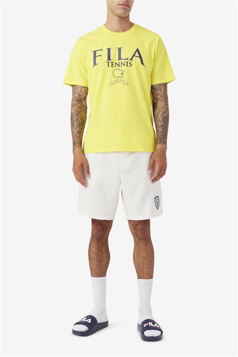 Yellow / Navy Men's Fila Saran Tee | Saudi Arabia-276534