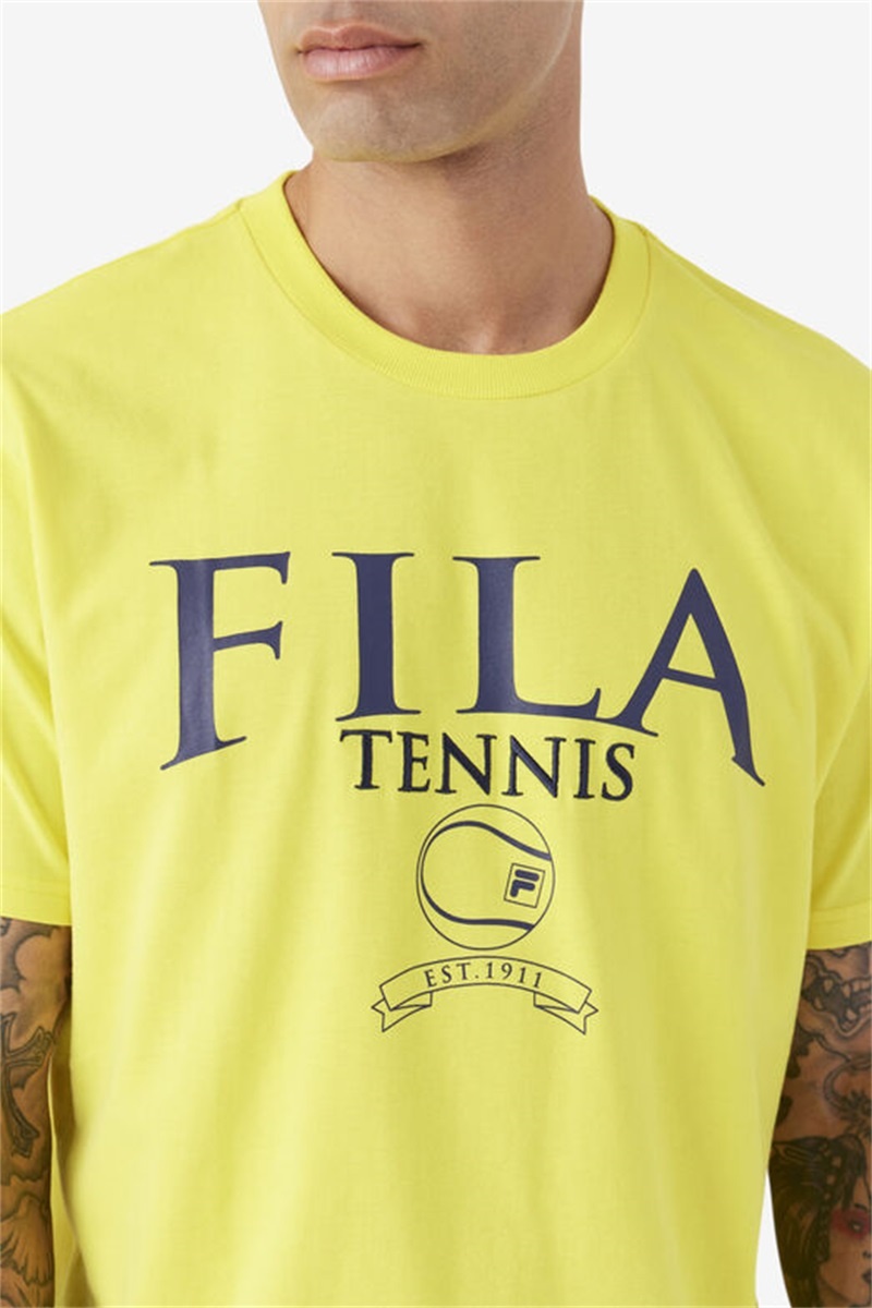 Yellow / Navy Men's Fila Saran Tee | Saudi Arabia-276534