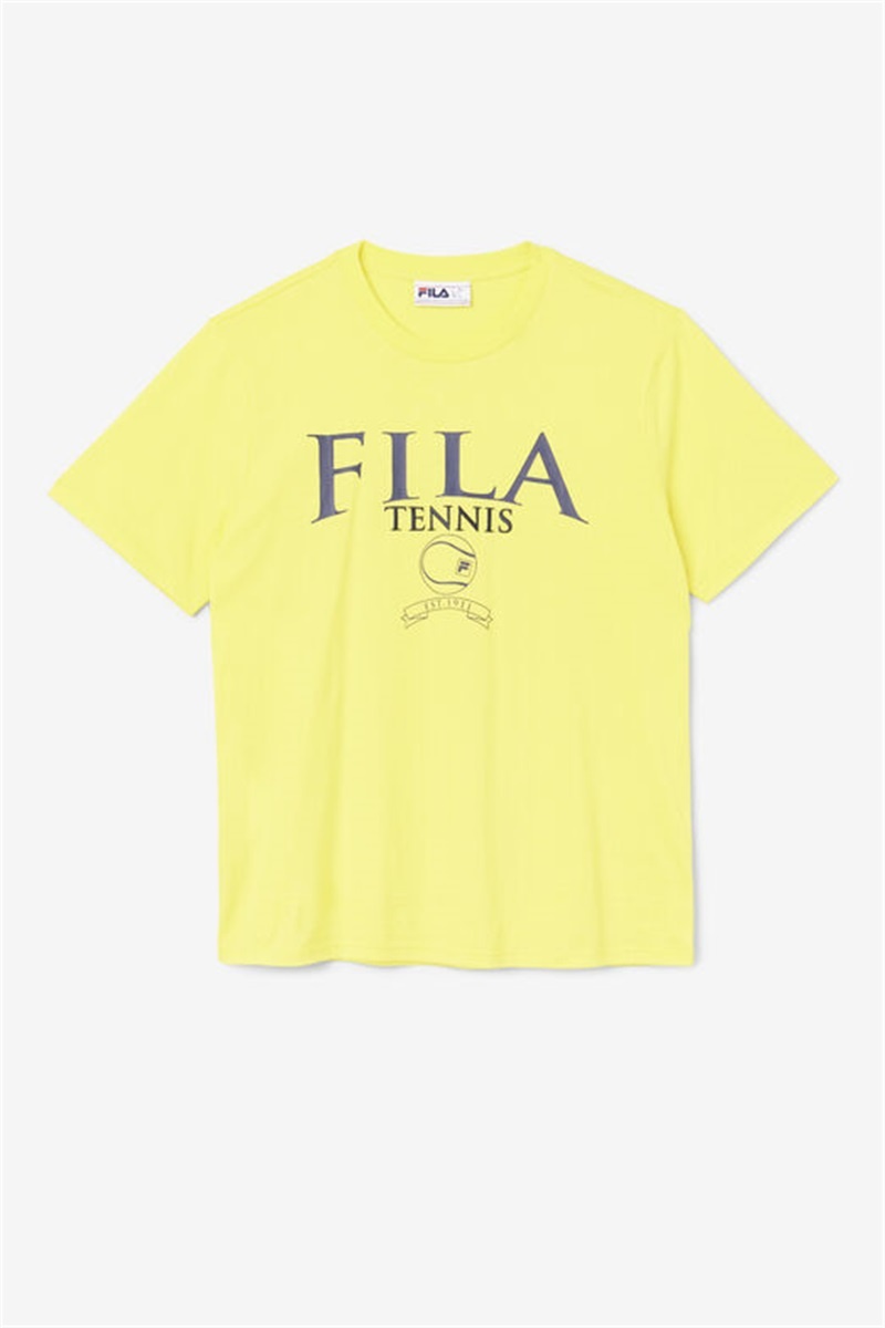 Yellow / Navy Men\'s Fila Saran Tee | Saudi Arabia-276534